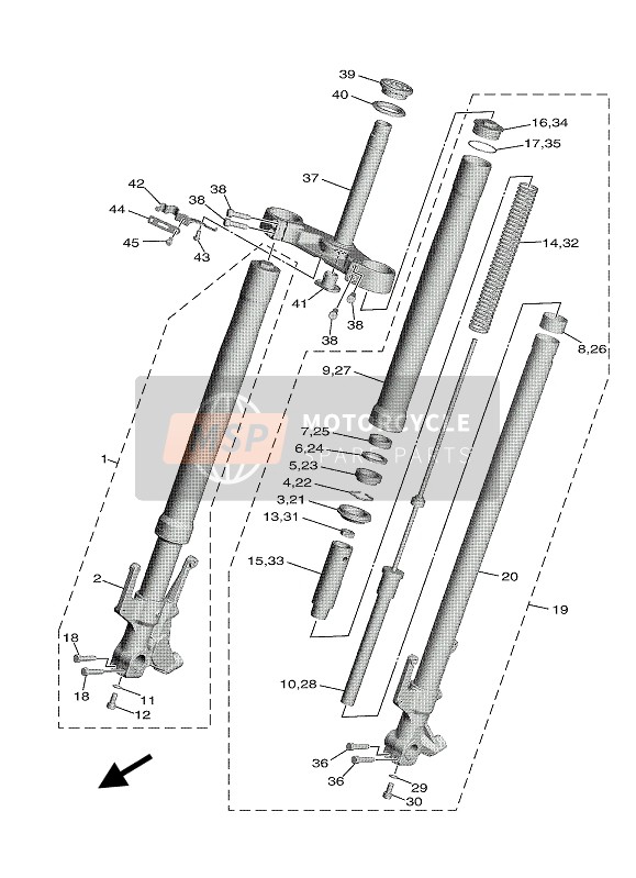 Yamaha TMAX SX ABS 2019 Front Fork for a 2019 Yamaha TMAX SX ABS